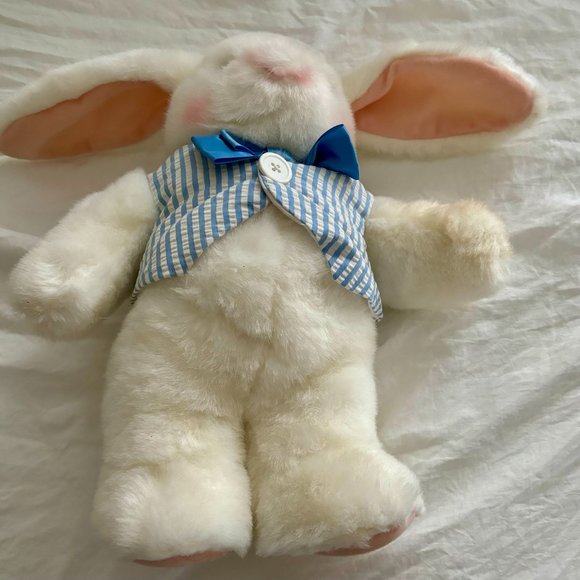 Hallmark Easter Bunny Plush Male Blue Stripe Vest Excellent Condition 13" Toy - Picture 4 of 7